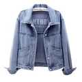 2023 Spring Autumn Washed Denim Short Jacket Women Letter Embroidery Pocket Jean Outerwear Lady