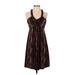 Calvin Klein Casual Dress - A-Line Halter Sleeveless: Brown Leopard Print Dresses - Women's Size 4