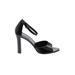 Via Spiga Heels: Slip-on Chunky Heel Cocktail Party Black Print Shoes - Women's Size 8 - Open Toe