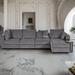 L-shaped Sofa with 2 Pillows and 2 End Tables, Large Sectional Sofa for Living Room, Dark Gray