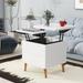 3 Uses Extendable Coffee Table End Table Modern Square Lift Top Dining Table with Drawers and Storage for Living Room