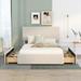 Beige Full Size Upholstered Platform Bed w/ Drawers on Two Sides & Adjustable Headboard Storage Bed Frame No Box Spring Required