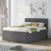 Creative Queen Size Gray Linen Storage Bed w/ Storage Underneath Platform Bed Frame & Solid Wood Slats Support, Space-Saving