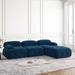 L Shaped Sectional Sofa w/Reversible Ottoman Button Tufted Modular Couch Velvet Upholstered Sofa for Livingroom,Navy
