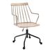 Rustic Spindle-Back Design Office Chair, Adjustable Height with 360-Degree Swivel,Walnut Wood Seat with Metal Backrest & Armrest