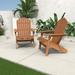 2 PCS Brown Outdoor Garden Wooden Folding Lounge Adirondack Chairs