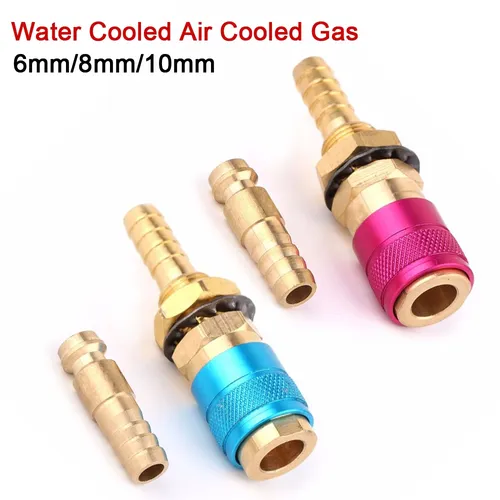 6mm 8mm 10mm Wasser Gekühlt Luftgekühlte Gas Wasser Adapter Schnell Anschluss Fitting Für MIG TIG