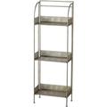 Industrial Retro Style 3 Tier Rack Slim Line Design Plant Stand Rustic Grey Powder Coated Iron Punched Floral Fold-Out Rimmed Shelves Finals 16.25 L x 8.75 W x 45.5 H inches 10.0 lbs