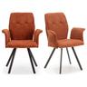 Lot de 2 fauteuils de table en tissu rouille