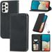 Flip Leather Wallet Phone Case for Samsung Galaxy A73 A53 A33 A32 5G A50 A51 A52 4G Solid Color Stand Card Holder Back Cover(Black A32 5G)