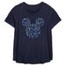 Women's Mad Engine Mickey Mouse Navy Snowflake Ears Plus Size Graphic Scoop Neck T-Shirt