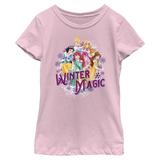 Girl's Youth Mad Engine Pink Disney Princess Winter Magic Graphic T-Shirt