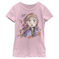 Girl's Youth Mad Engine Anna Pink Frozen II Fall Leaves Graphic T-Shirt