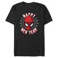 Men's Mad Engine Black Spider-Man Happy New Year Graphic T-Shirt