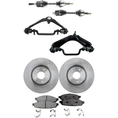 2005 Lincoln Aviator 7-Piece Kit Front, Driver and Passenger Side Axle Assembly, All Wheel Drive, Includes Brake Discs, Brake Pad Sets, and Control Arms
