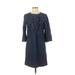 Draper James Casual Dress - Shift Crew Neck 3/4 sleeves: Blue Print Dresses - Women's Size 4