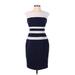 Lauren by Ralph Lauren Casual Dress - Sheath Crew Neck Sleeveless: Blue Color Block Dresses - Women's Size 4 Petite