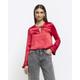 River Island Womens Red Satin Button Keyhole Blouse