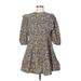 Influence Casual Dress - A-Line Crew Neck 3/4 sleeves: Brown Leopard Print Dresses - Women's Size 12