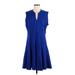 Lark & Ro Casual Dress - A-Line: Blue Solid Dresses - Women's Size Medium