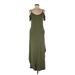 White Mark Casual Dress - A-Line Scoop Neck Sleeveless: Green Print Dresses - Women's Size Medium