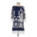 White Mark Casual Dress: Blue Paisley Dresses - Women's Size Small