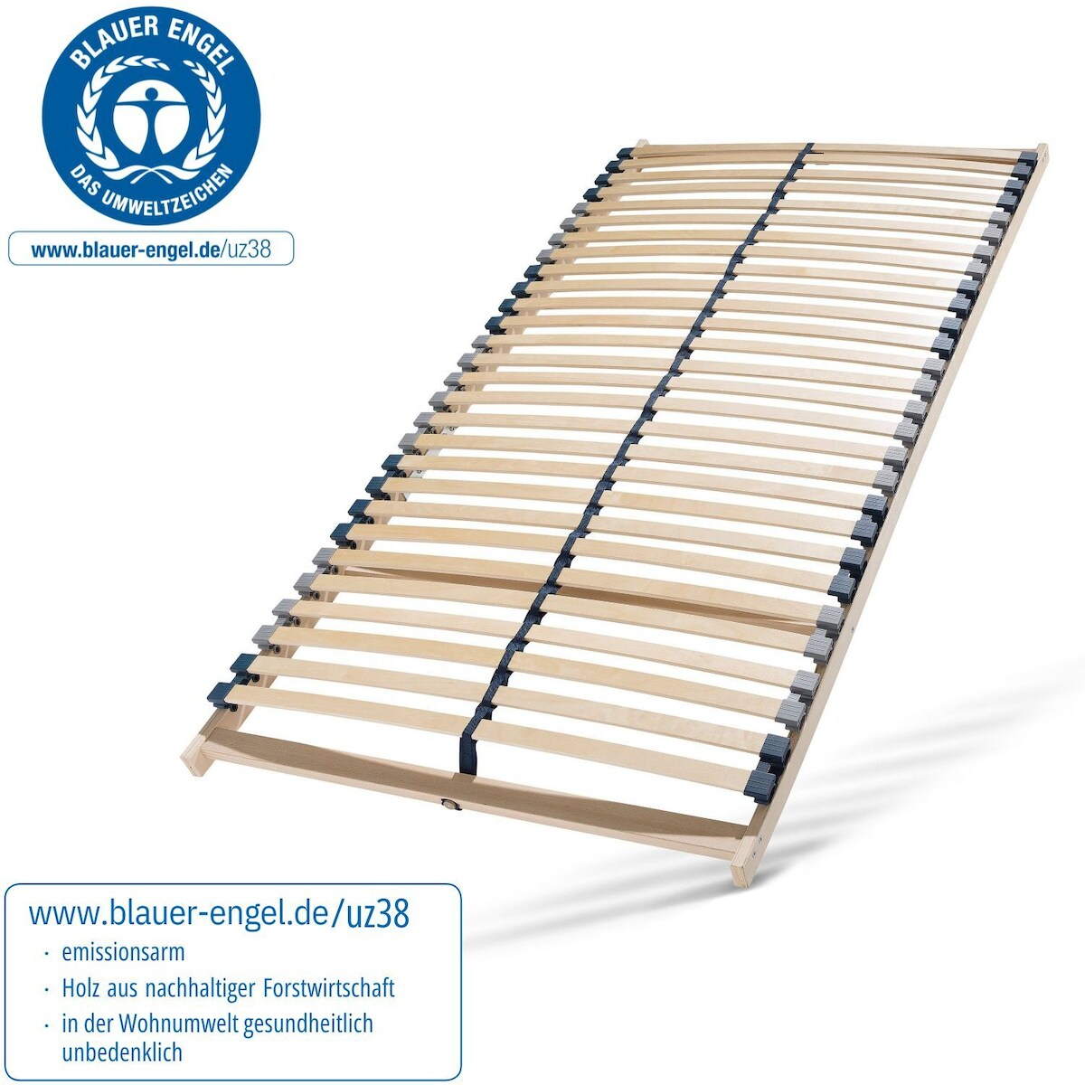 Sleepneo Lattenrost 80x200, Lattenrahmen aus Buche, 7 Komfortzonen, 28 Latten, Federholzrahmen Made in Germany, Lattenrost Selbstmontage, Traglast 150Kg Image