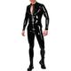 Black Sexy Latex Catsuits with Breasts Zippers Cuffs and Leg Rubber Bodysuit,Purple,Male XXL