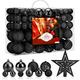 Aitsite Pack of 101 Black Christmas Tree Baubles, 6 cm / 4 cm / 2 cm Plastic Christmas Tree Decorations, Wall Hanging Ornaments, Tinsel, Door Decorations, Festival Decorations