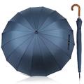 ZOMAKE Stick Umbrella - 55 Inch Windproof Strong Golf umbrella,16 Ribs Large Black Walking Umbrella,Classic Umbrella with Wooden Handle,Automatic umbrellas for Men Women(Navy Blue)
