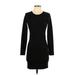 Parker Casual Dress - Bodycon Crew Neck Long sleeves: Black Print Dresses - Women's Size Small