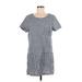 Love Tree Casual Dress - Shift Scoop Neck Short sleeves: Gray Stripes Dresses - Women's Size Large