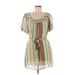 Glam Casual Dress - Mini Scoop Neck Short sleeves: Ivory Print Dresses - Women's Size Medium