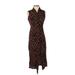 Casual Dress - Midi Collared Sleeveless: Brown Dresses - Women's Size 4 Petite