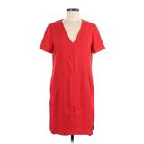 Banana Republic Casual Dress - Shift V-Neck Short Sleeve: Red Solid Dresses - Women's Size 8