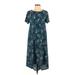 Lularoe Casual Dress - A-Line High Neck Short sleeves: Teal Dresses - Women's Size Small