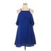 RACHEL Rachel Roy Casual Dress - A-Line Halter Sleeveless: Blue Print Dresses - Women's Size X-Large