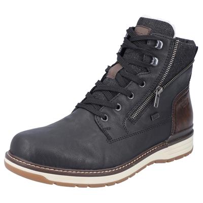 Winterboots RIEKER, Herren, Gr. 40, schwarz (schwarz, dunkelbraun), Lederimitat, Textil, sportlich, Schuhe, mit wasserab