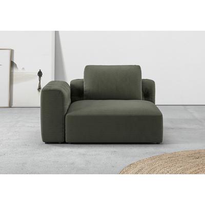 1,5-Sitzer RAUM.ID "Cushid", grün (oliv), B:134cm H:62cm T:109cm, 95% Polyester, 5% Nylon, Sofas, Modul-Eckteil, auch einzeln stellbar, Breite 134 cm Image