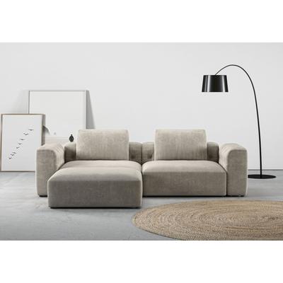 Ecksofa RAUM.ID "Cushid L-Form", grau (taupe), B:268cm H:62cm T:191cm, 100% Polyester, Sofas, Modulset, bestehend aus 3 Teilen Image