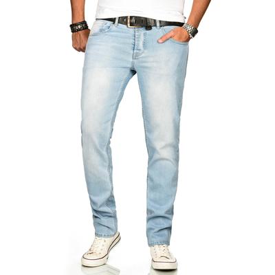 Stretch-Jeans ALESSANDRO SALVARINI "ASAngelo", Herren, Gr. W38 L36, Länge 36, blau (as, 170, hellblau washed), Obermaterial: 98% Baumwolle, 2% Elasthan, regular fit, Jeans, Angenehme Passform durch vorhandenen Elasthan Anteil Image
