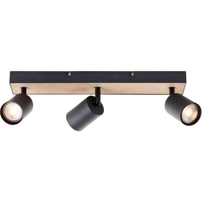 BRILLIANT Deckenstrahler "Jello Wood", schwarz (schwarz, holz), H: 15,00cm, Lampen, Spotbalken schwenkbar, 15x42x8 cm, GU10, 345lm, 3000K, Metall/Holz Image