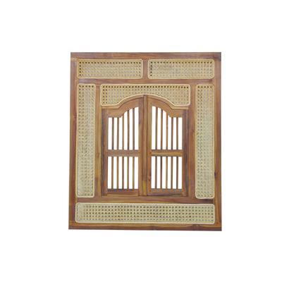 Wandspiegel SIT, beige (natur), B:80cm H:90cm T:4cm, Massivholz, Geflecht Rattan, Spiegel, mit 2 Flügeltüren Image