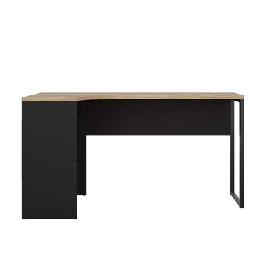 Eckschreibtisch INOSIGN "Plus", schwarz (schwar, eiche), B:145,1cm H:76,8cm T:81cm, Tische, Schreibtisch mit vielen Stauraummöglichkeiten, Gestell aus Metall Image