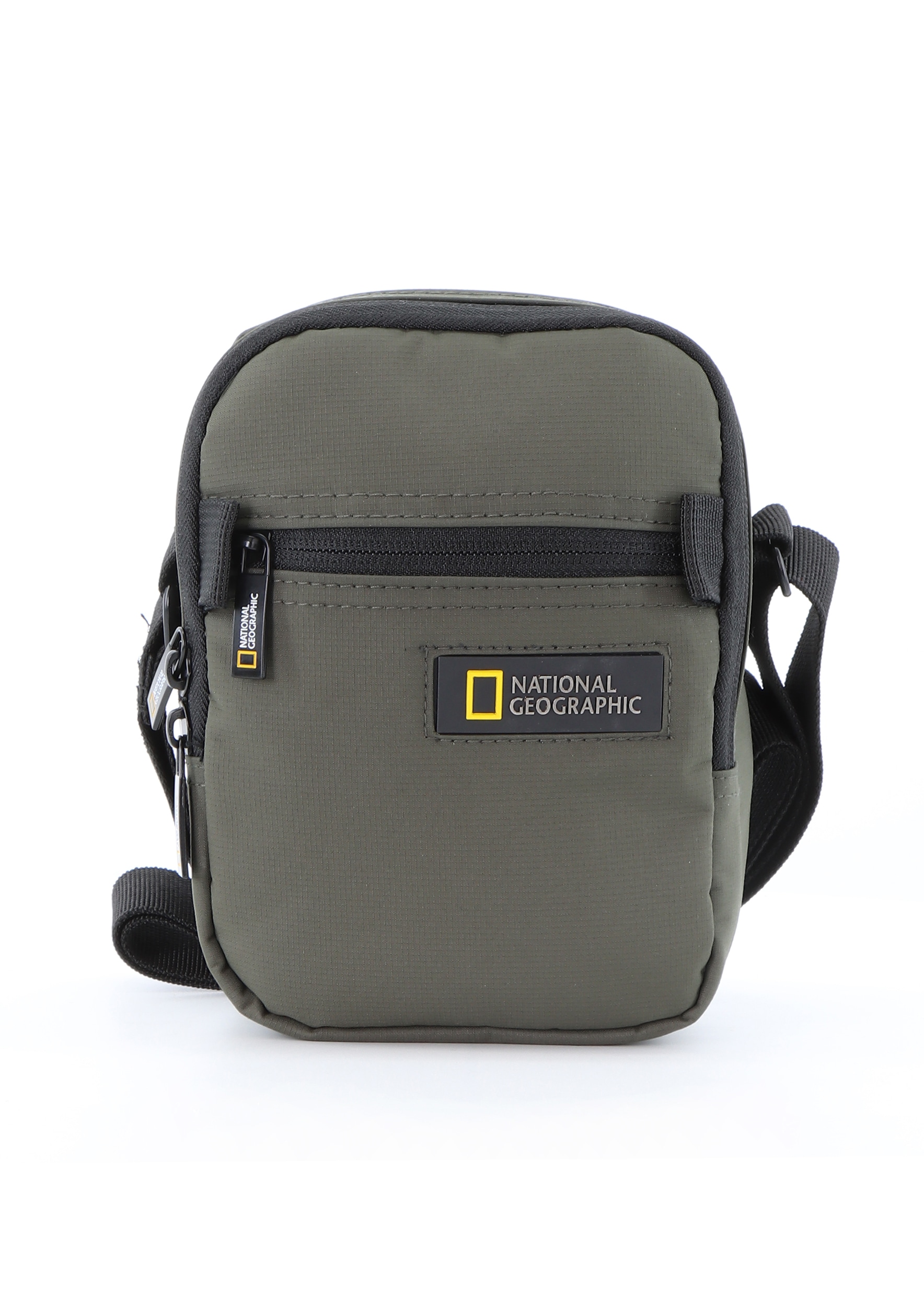 Schultertasche NATIONAL GEOGRAPHIC "Mutation", Damen, Gr. B/H/T: 8cm x 18cm x 13,5cm, grün (khaki), Kunstfaser, unifarben, Taschen, aus recyceltem Polyester Image