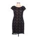 Connected Apparel Cocktail Dress - Sheath Scoop Neck Short sleeves: Black Print Dresses - Women's Size 12