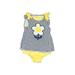 First Impressions Short Sleeve Onesie: Yellow Checkered/Gingham Bottoms - Size 3-6 Month