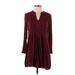 Old Navy Casual Dress - A-Line V-Neck 3/4 sleeves: Burgundy Print Dresses - Women's Size X-Small