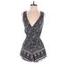 American Eagle Outfitters Romper V Neck Sleeveless: Black Floral Rompers - Women's Size X-Small