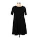 Ann Taylor LOFT Casual Dress - A-Line Crew Neck Short sleeves: Black Print Dresses - Women's Size Small